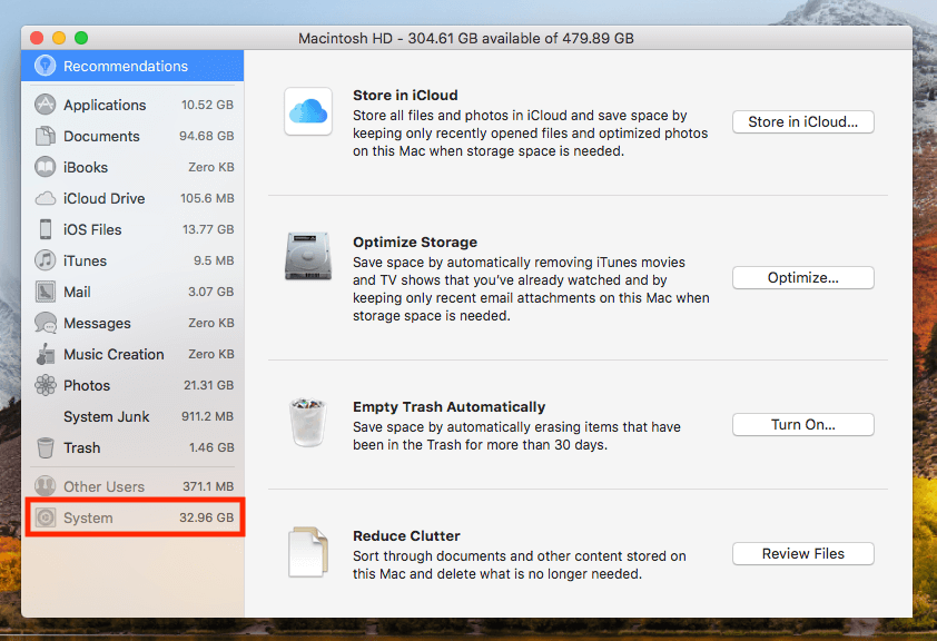 disk cleanup for mac sierra